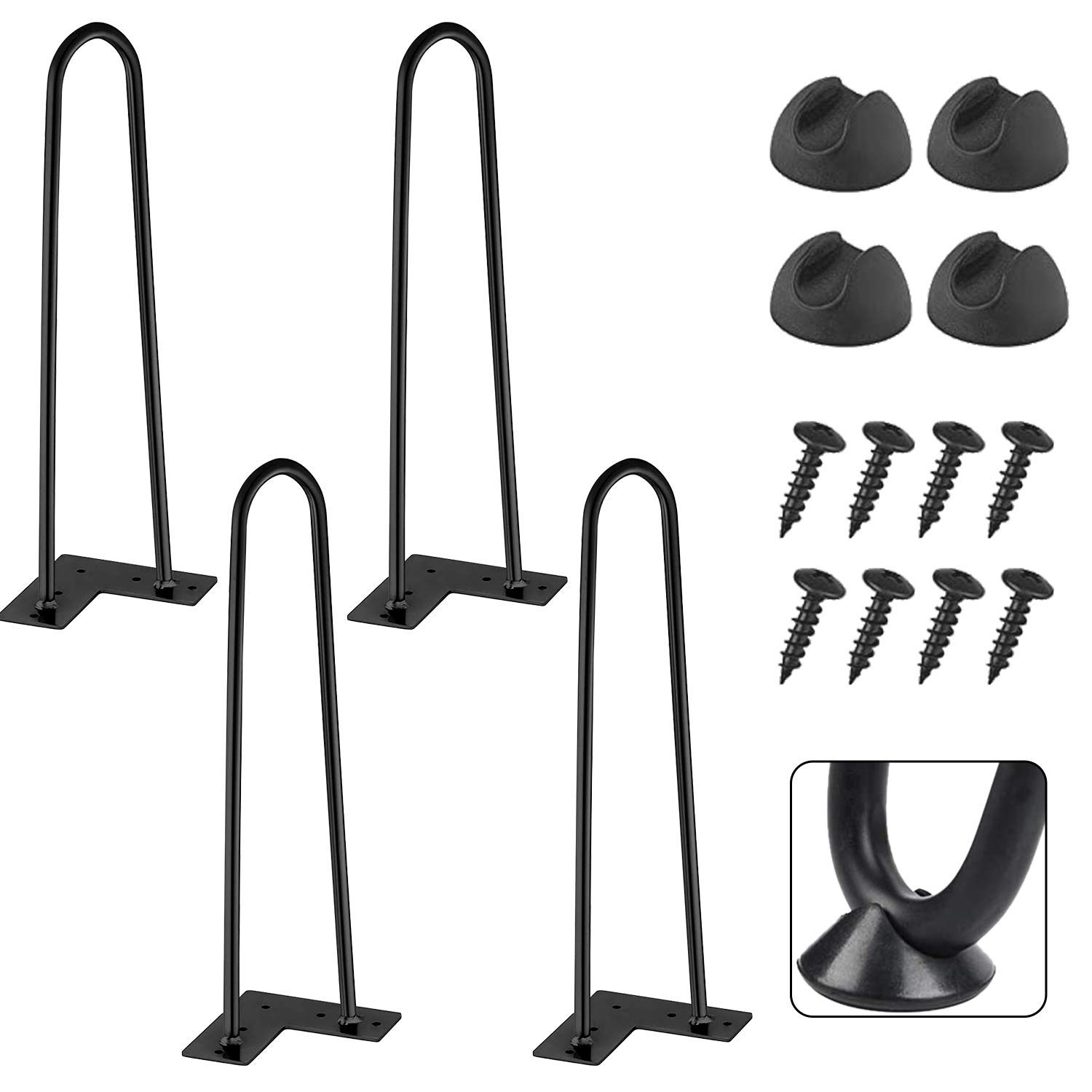 EconoHome Metal Hairpin Legs 16 inch - (Various Size Options) Table Legs, Desk Legs, Furniture Legs, Coffee Table Legs - Modern Hairpin Legs for Any DIY Project