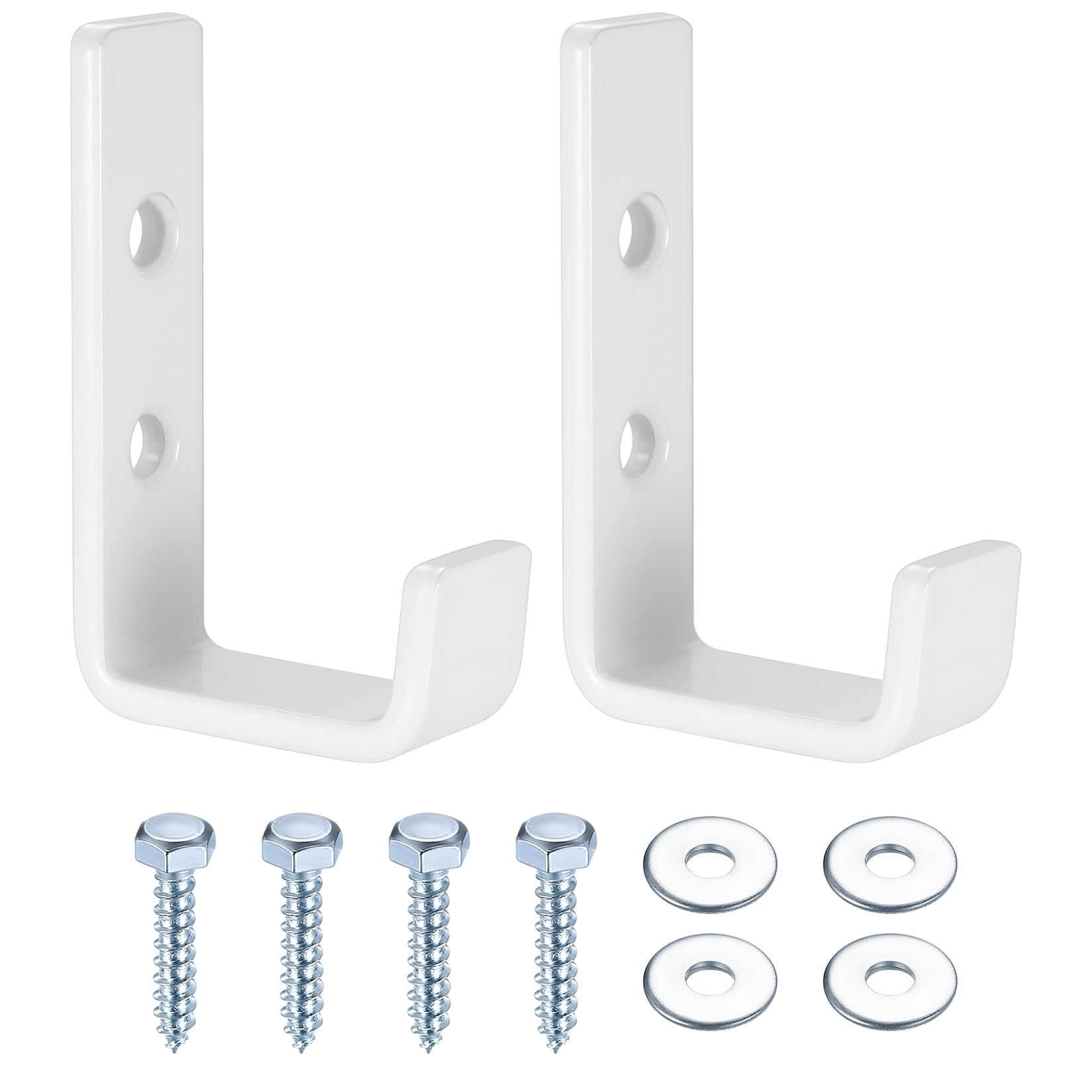 2 Pcs Ganchos para Colgar Bicicletas, Gancho Pared de Garaje, Gancho Bicicleta Pared, Soporte Ganchos en J Ganchos Pared de Garaje Garage para Colgadores Herramientas Eléctricas, Blanco