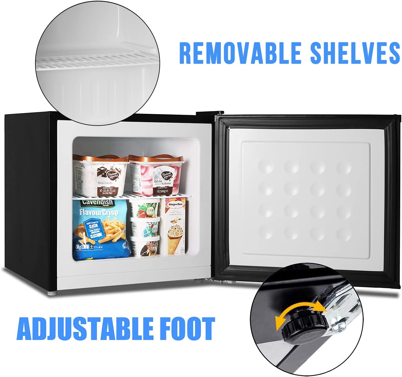 Antarctic Star Mini Upright Freezer -1.2 Cu.Ft Compact Freezer With Removable Shelves And Adjustable Thermostat,For Home/Kitchen/Office(Black) on Fridge.com - View 4