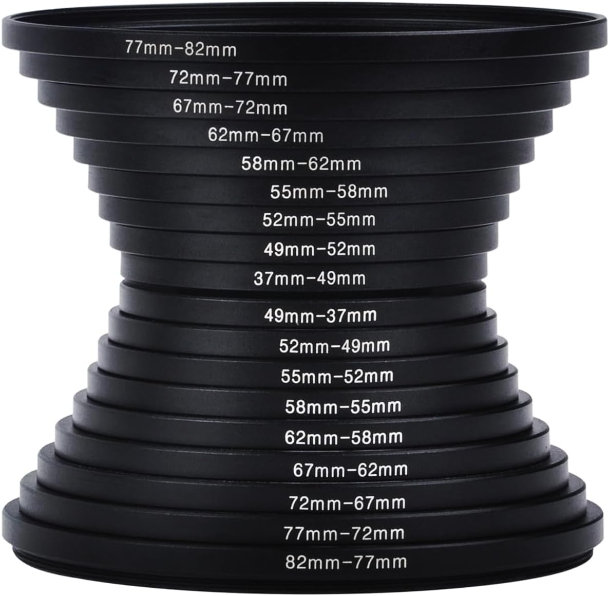 Fotasy Filter Step Down Ring Set, Anodized Metal Black, 8