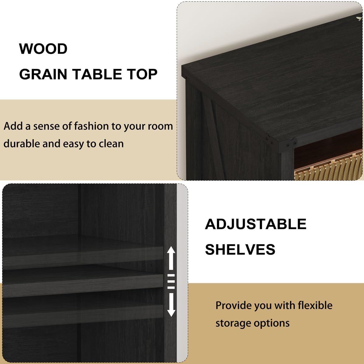 BON AUGURE Small Bookshelf, 3 Tier Black Book Shelf, Farmhouse Storage Bookcase, Short Wooden Book Cases for Small Space, Office, Bedroom, Living Room (Black Oak) - Image 3