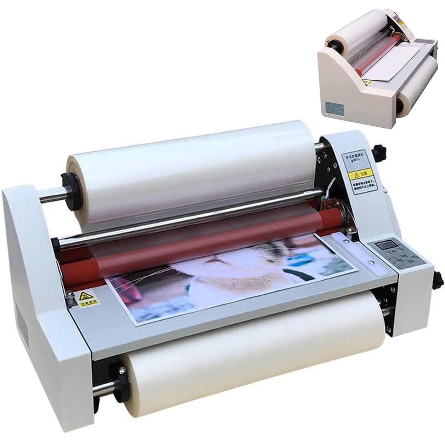 LjlXanthiper 350mm Laminator Machine,Single Double-Sided Thermal Laminator,Cold Hot Roller Laminating Machine,Digital Display,Safety Protection,For Paper Card Wood Veneer Pvc Foil