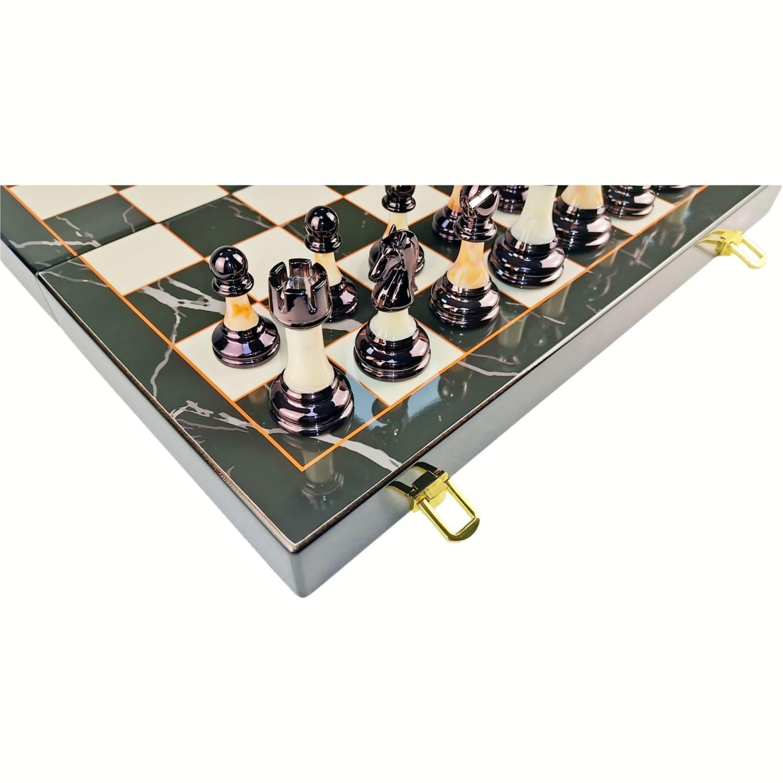 schachspiel 15 Zoll großes Schachspiel for Erwachsene und Kinder mit gewichteten Acrylfiguren, tragbares, zusammenklappbares Holzbrett, Elegantes klassisches Spiel