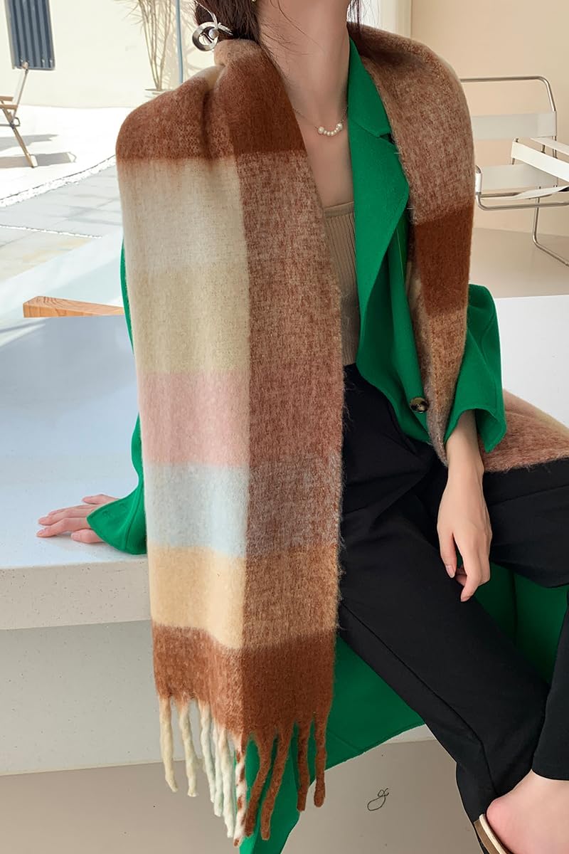 Chunky Scarf for Women Winter Plaid Thick Warm Long Shawl Wraps Cold Weather Big Christmas Fashion Blanket Scarves - Image 5