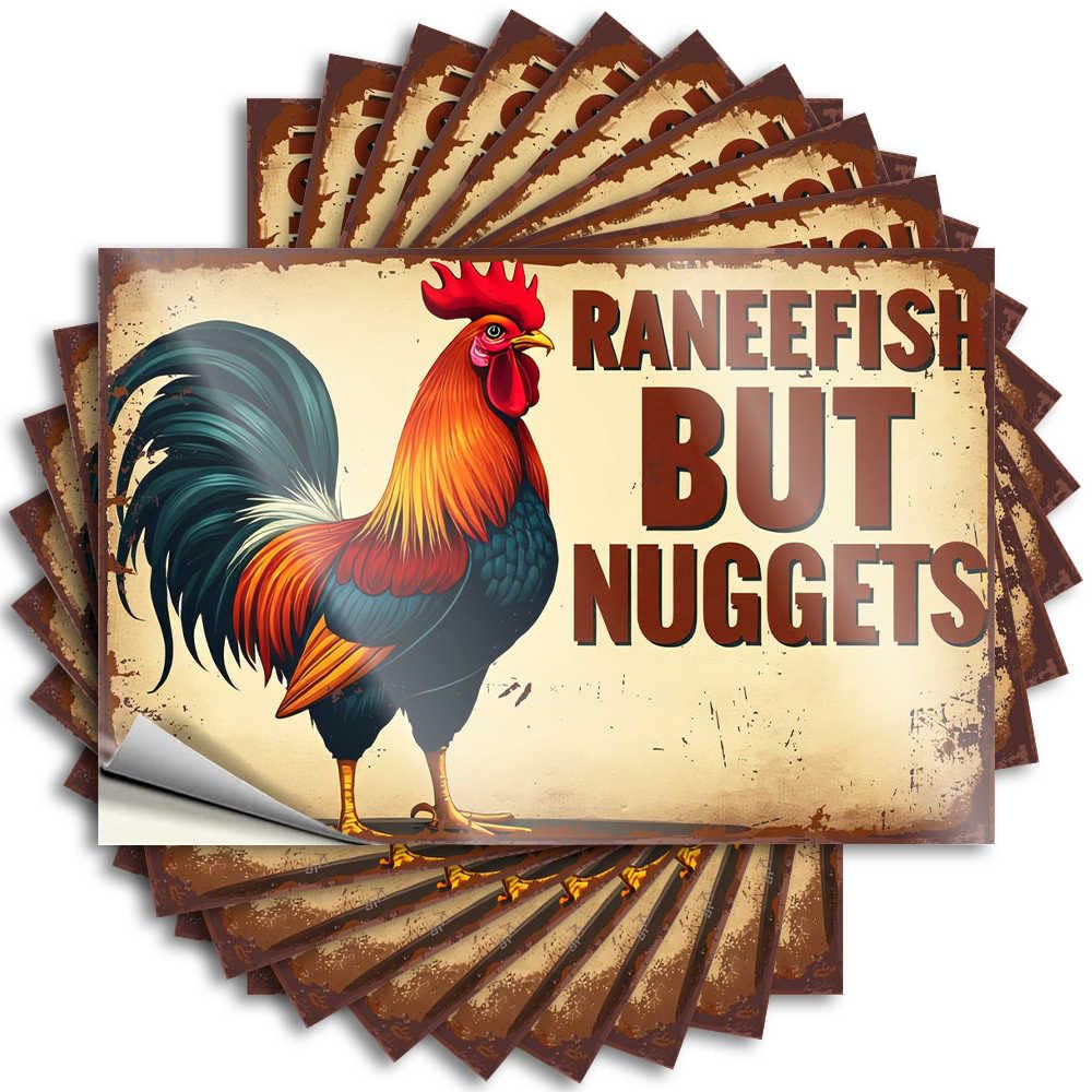 Indie Window Funny Sticker | Ranefish But Nuggets: A Rooster's Delightful Dilemma Core Durable Vinyl Sticker Easy Apply for Farmers(6X9CM)