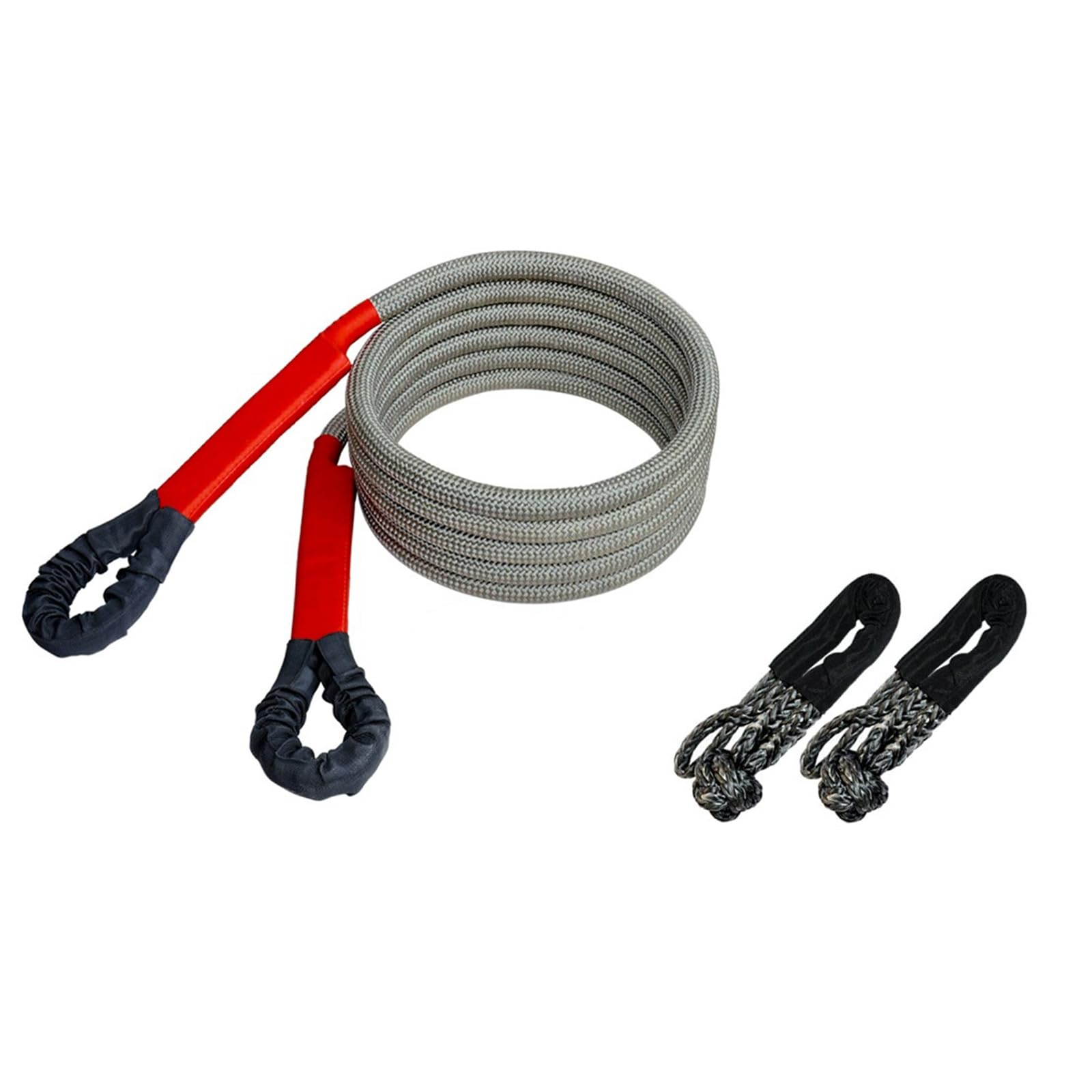 Cuerda de Remolque de recuperación cinética de 5M/8M/10M, Cuerda de Arranque Resistente Que se estira para ATV UTV Tractor Trailor Truck, Bolsa de Almacenamiento incluida (Gris) 8M