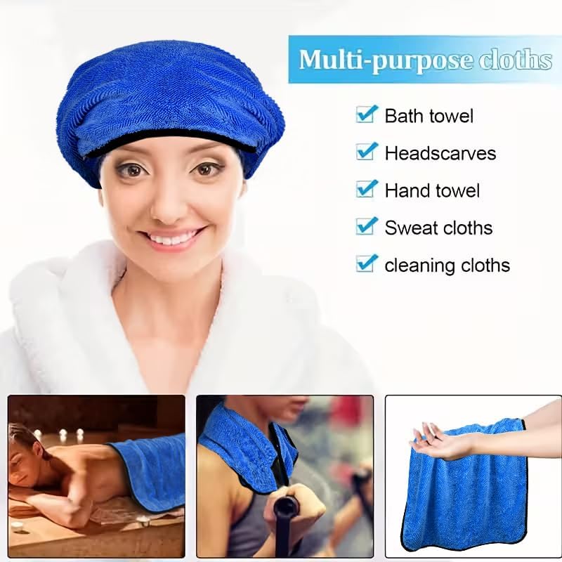DIAOJIA 3 Pack Microfiber Car Towels (16" x 24"), 500 GSM Double-Sided Absorbent Coral Fleece Cloths for Washing, Drying & Cleaning, Streak-Free & Lint-Free (Blue)