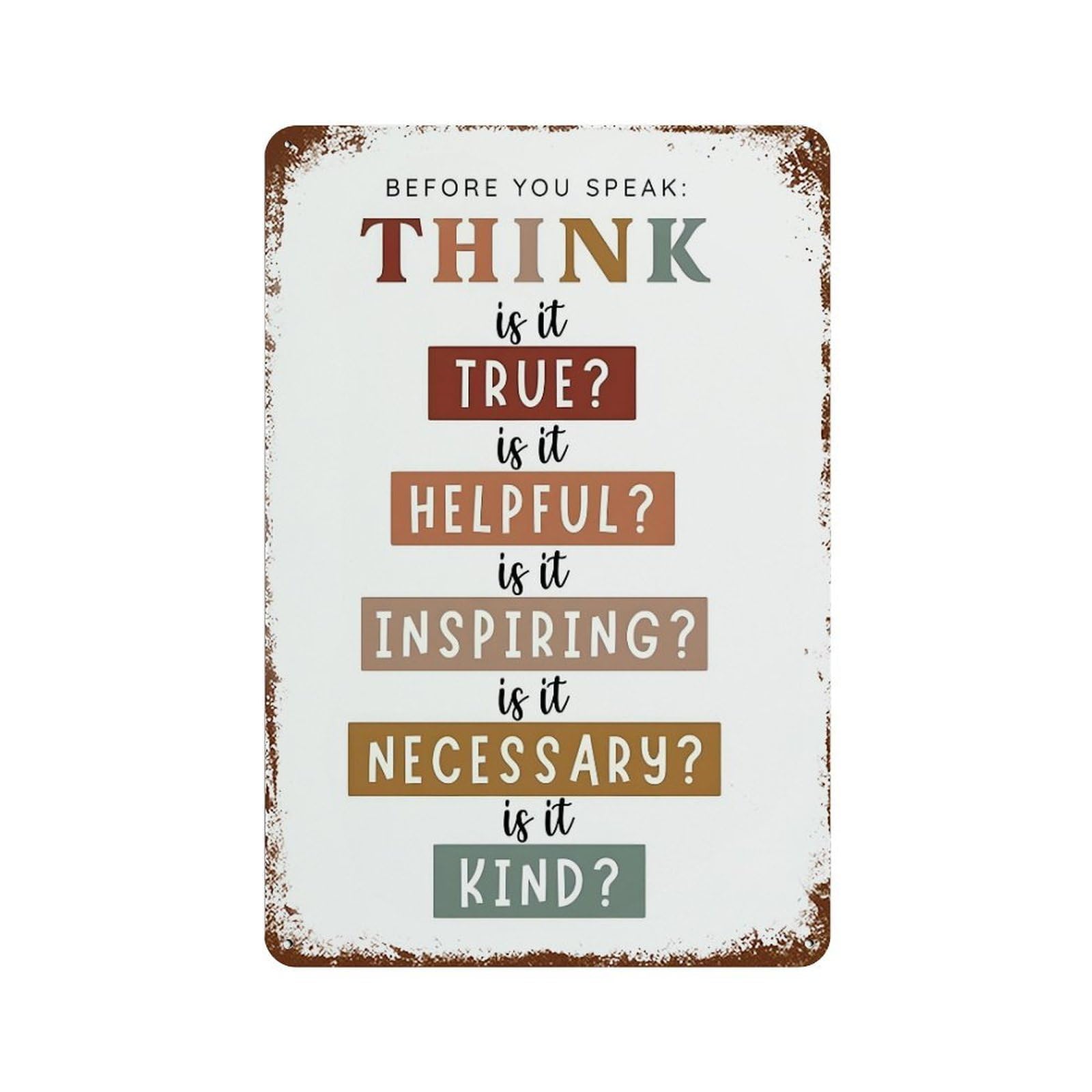 xiaoxiaoshen Think Acronym Wall Decor Art Metal Tin Poster Modern Home Decor Art Home Bar Shop Decorations Vintage Sign 30x20cm