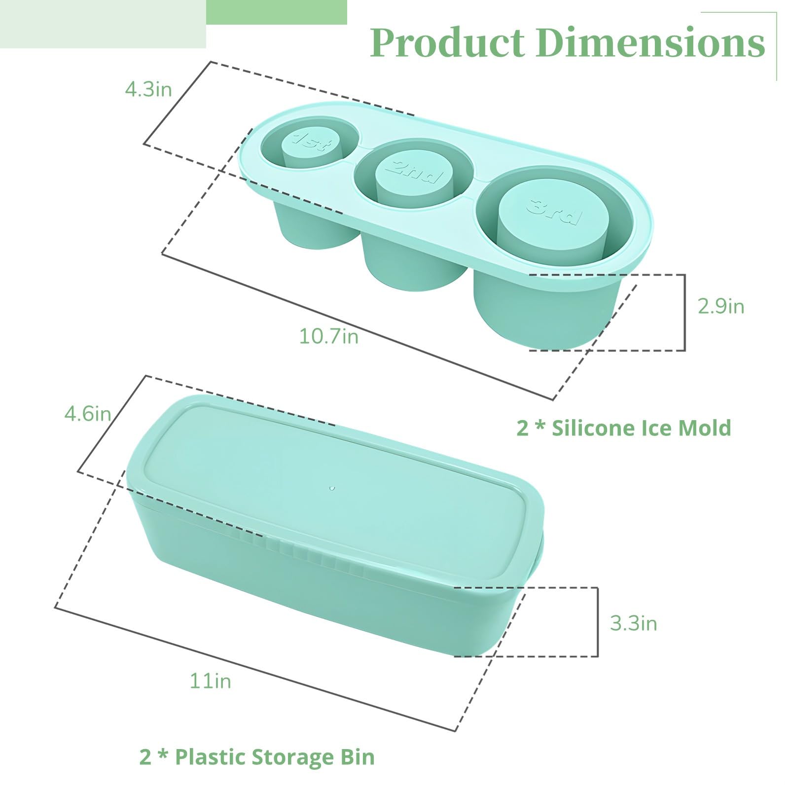 Set di stampi per ghiaccio in silicone per tazze da 30/4 once, confezione da 2 con coperchio e cestino, vassoio cilindrico vuoto per cubetti di ghiaccio per bevande