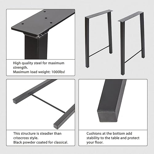 Miniatura 5 de ECOTRIC Patas de mesa Industria de 28 pulgadas, patas de mesa para muebles, patas de mesa de escritorio, patas de banco, patas de metal para mesa de