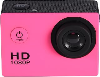 SRTATIVIS Action Camera 2.0 HD Screen 30m Depth Waterproof Mini DV Action Camera Camcorder with Bicycle Bracket USB Charging for Outdoor Cycling Sports (Pink)