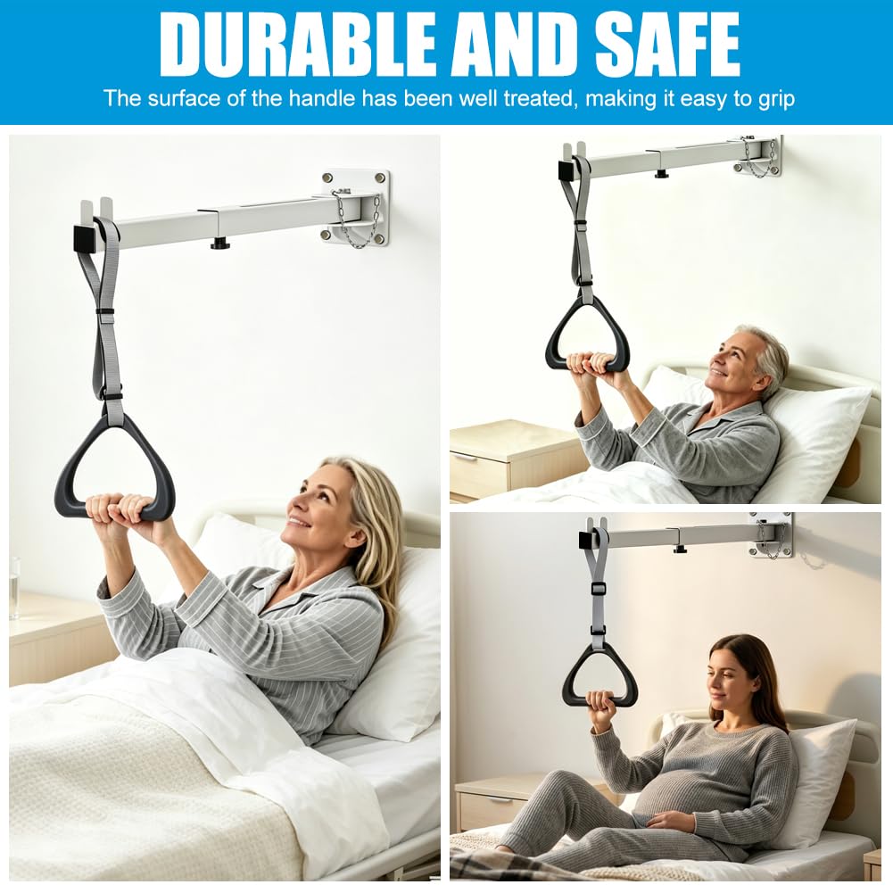 Letto sollevatore per letto – Barra trapezoidale regolabile per anziani, capacità di carico di 100 kg, blocco a 5 posizioni, facile montaggio a parete/soffitto, supporto per la mobilità