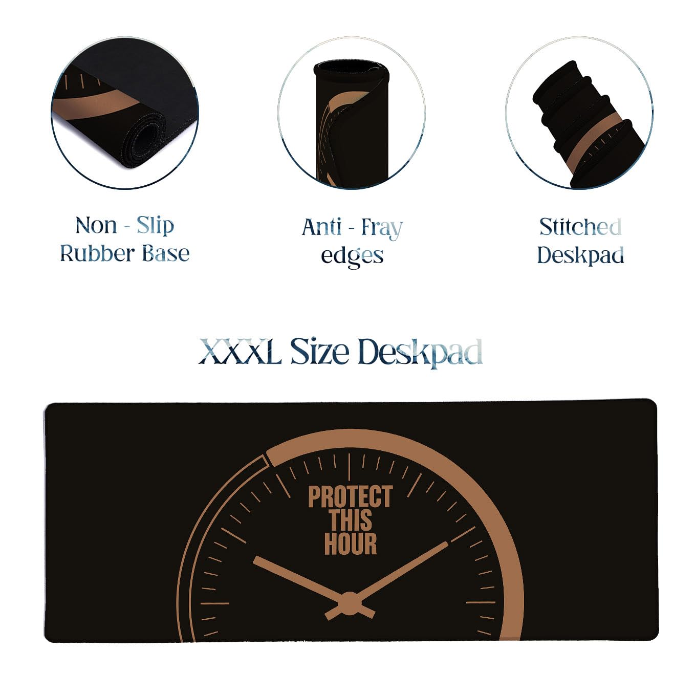 SoulAbiti Protect This Hour Gaming Mouse Pad, 36 x 16 Inch XXXL Extended Desk Mat for Keyboard & Mouse, Black Brown Productivity Deskpad, Non-Slip Rubber Base, Stitched Edges 2