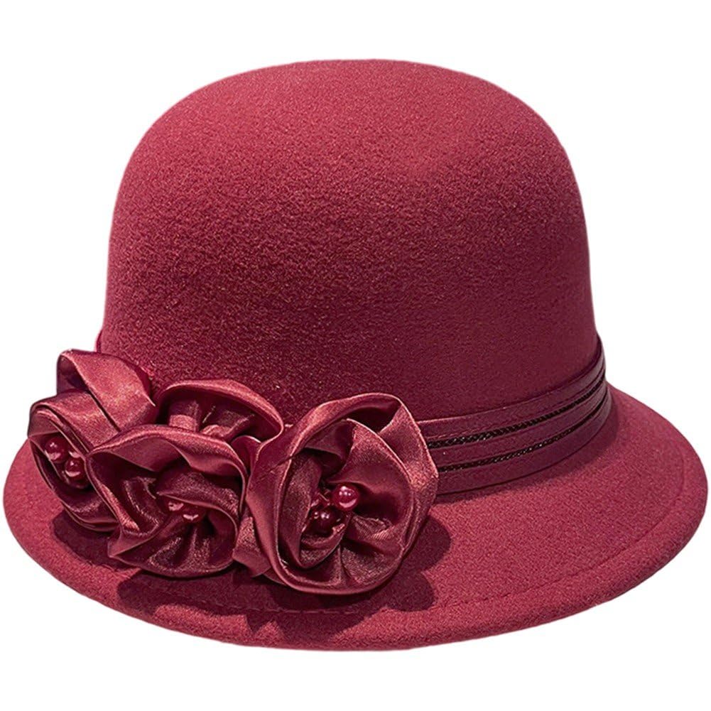 Wudaizhi Damen-Cloche-Hut Der 1920er Jahre, Runder Filzhut, Bowlerhut, Fedora-Hut, Vintage-Hut, Blumenmuster, Kirchenhüte, Cloche-hüte, Elegante Kirchenhüte, Sommer