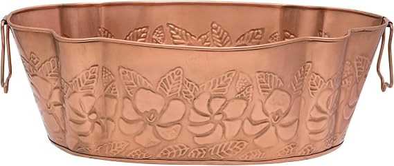 ACHLA Designs Oval Embossed Copper Plated Tub