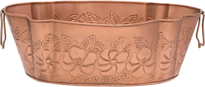 ACHLA Designs Oval Embossed Copper Plated Tub