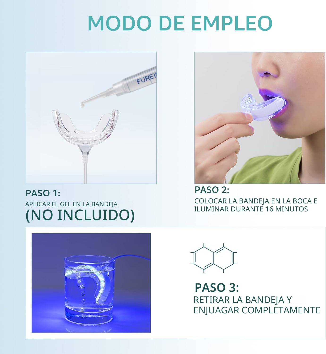 Kit Profesional de Blanqueamiento Dental en Casa 32 LED Luz Azul Juego de Blanqueamiento de Dientes 4 Lápices Blanqueadores PAP Gel Kit de Blanqueamiento Dental