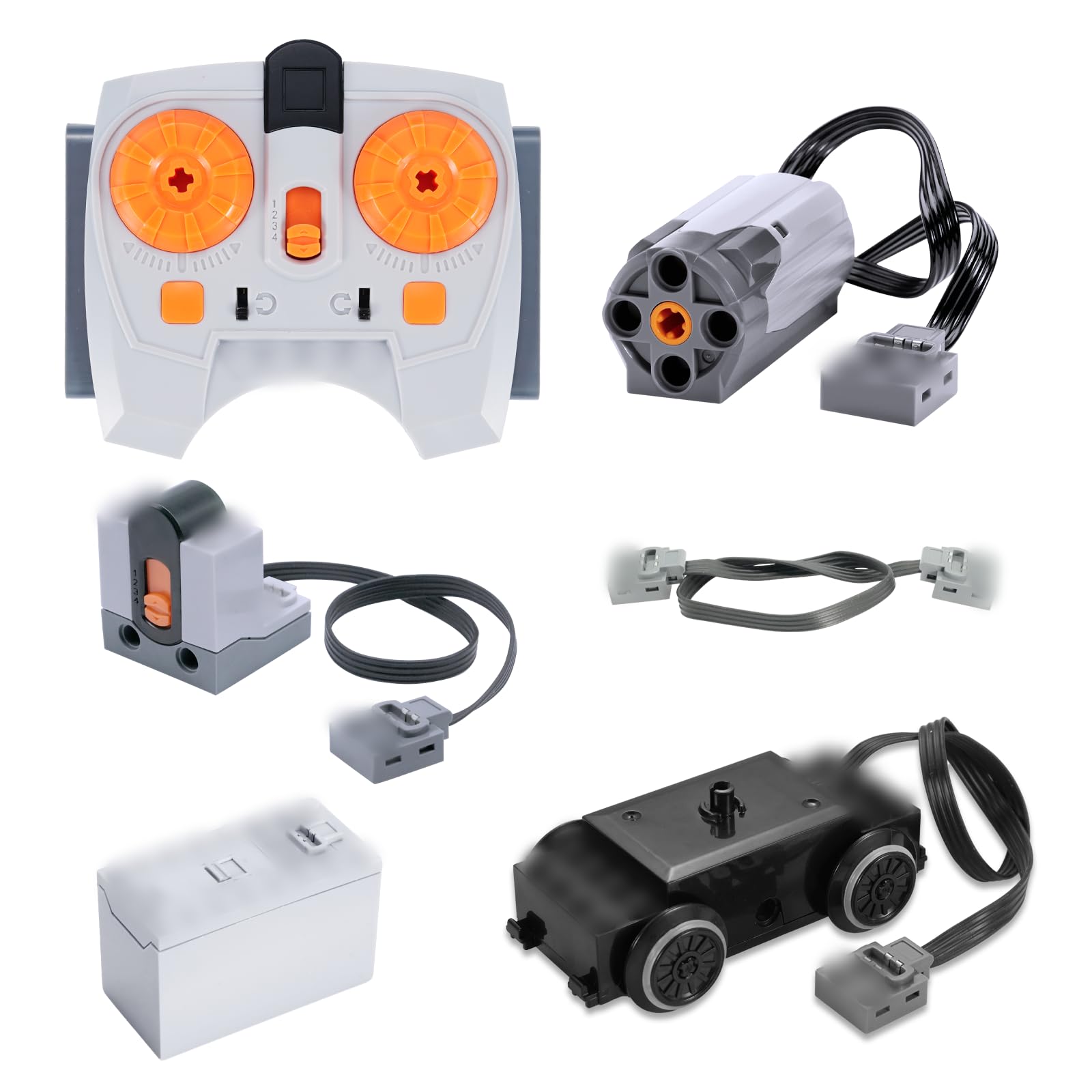 Servomoteur Power Fonction Kit Binghe Lot 11 Moteur kit avec XL/L/M Servo, Servomoteur, Moteur à traction, Télécommande 2,4G, Câble d’Extension, Bande lumineuse, Récepteur, Interrupteur de commande
