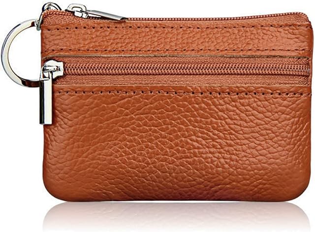 Hibate Women's Mini Coin Purse Wallet Genuine Leather Zipper Pouch with Key Ring