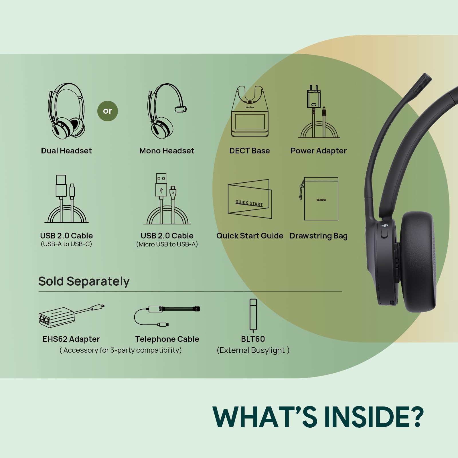 Yealink WH64 Pro DECT - Auriculares inalámbricos duales
