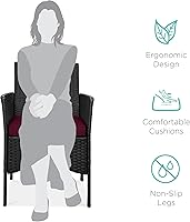 Vista 2 de Best Choice Products - Juego de 3 piezas de muebles de mimbre para conversación de patio, ahorrador de espacio, para jardín, con mesa auxiliar