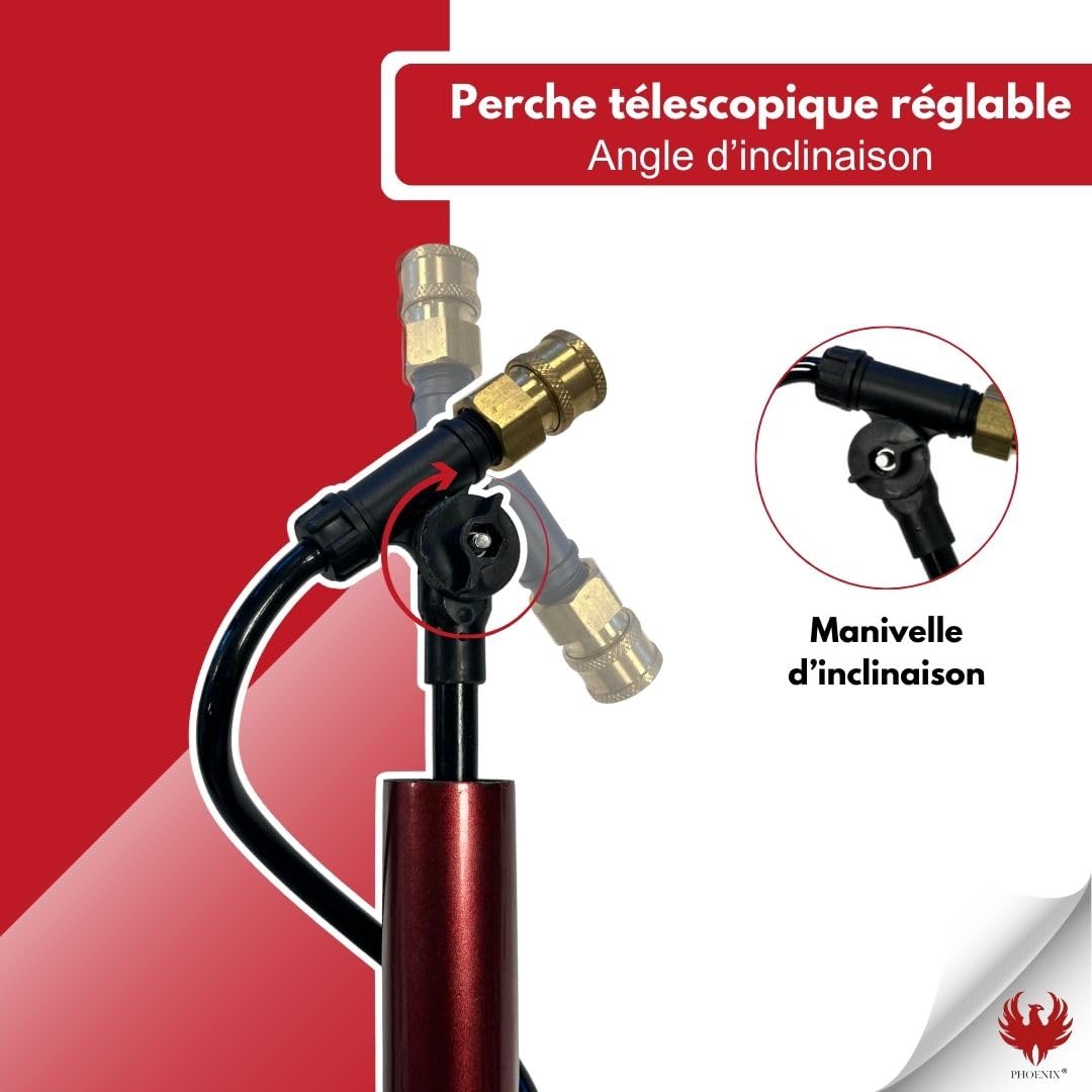 Phoenix - Perche Télescopique 5,4M Pro Sprayer Evo - Perche Professionnelle pour Pulvérisation Haute Portée Toiture - Compatible Pro, Dorsal & Gladiator Sprayer - Fibre de Verre Ultra Légère