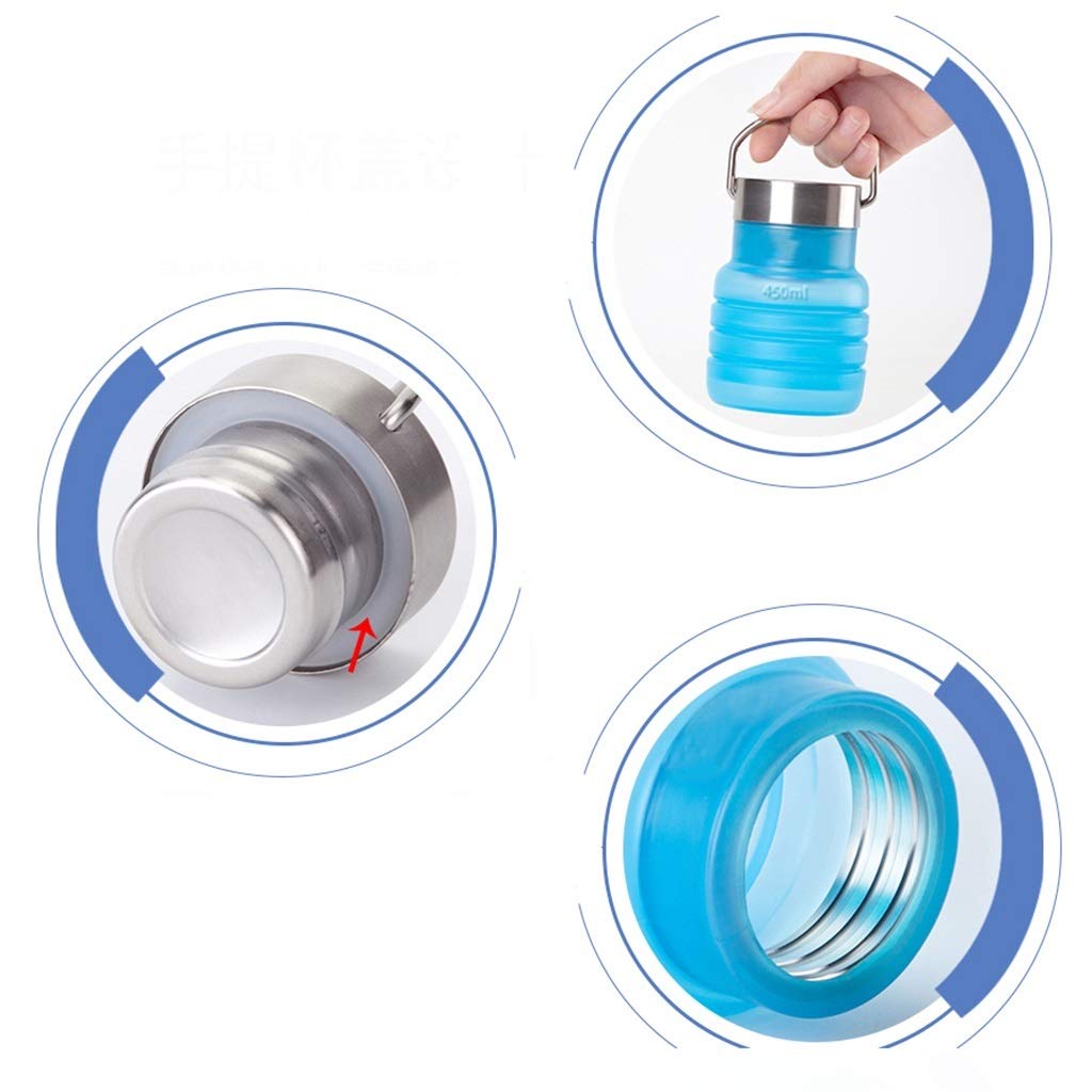 Klappbarer Wasserbecher, Draussen Kieselgel Auslaufsicher 450 Ml Tragbare Reise Sportflasche