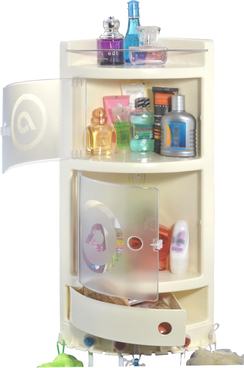 FlowMaster Modern Bathroom Corner Cabinet | Space-Saving| Home Kitchen, Living Room & Office Use | Wall Mounted Multipurpose Storage Shelves Holder with Doors. (Beige) (B0CFDRZHSS) Amazon Price History, Amazon Price Tracker