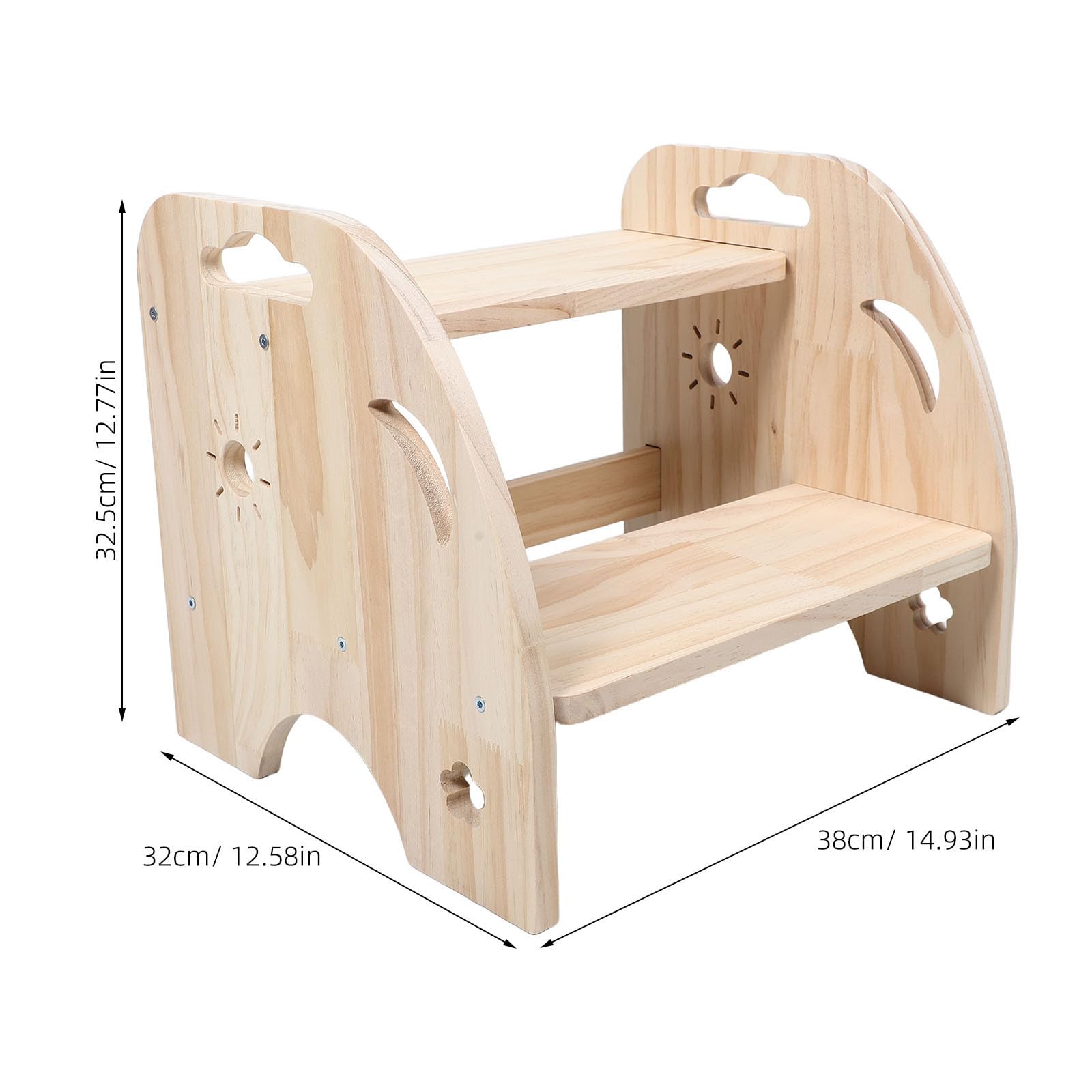 ABOOFAN Taburete Infantil de Madera para Doble Altura para Baño y Lavado Seguro y Resistente