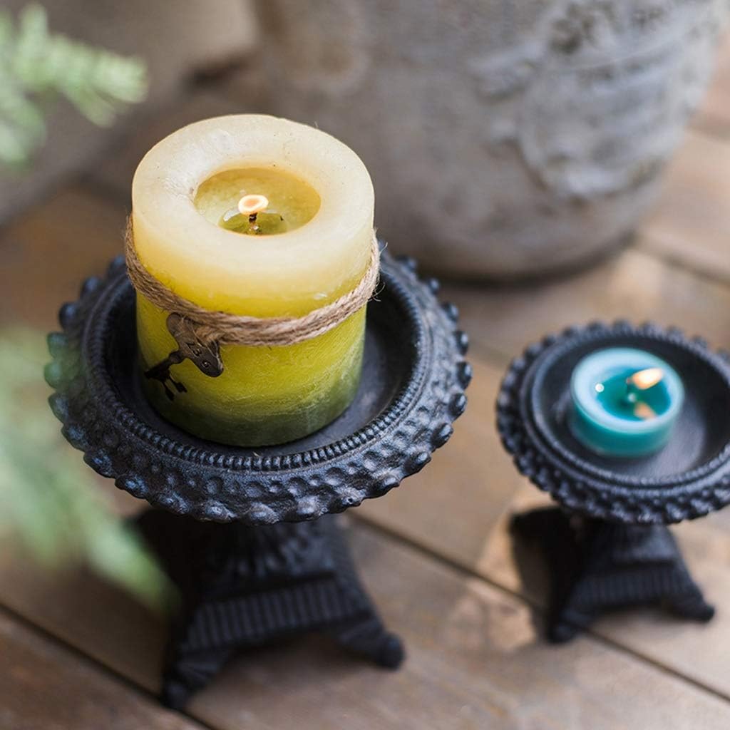 Cast Iron Candle Holder Vase High Foot Candlestick Grocery Storage Garden Courtyard Decoration Food Storage Plate Gift for Friends (Size: 9.5 x 6cm) (9.5 x 6cm) image 4