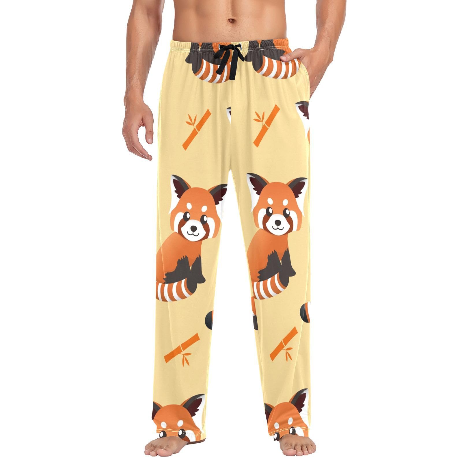 Linomo Men's Multicolor Pyjama Bottoms Cute Animal Fox Pyjamas Loungewear 100% Cotton Pyjama Trouser Nightwear Pjs Pants For Boys