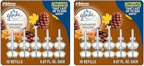 Miniatura 1 de Glade PlugIns - Recambios de ambientador, aceites esenciales y perfumados para el hogar y el baño, maderas de cachemira, 0.67 onzas líquidas, 10