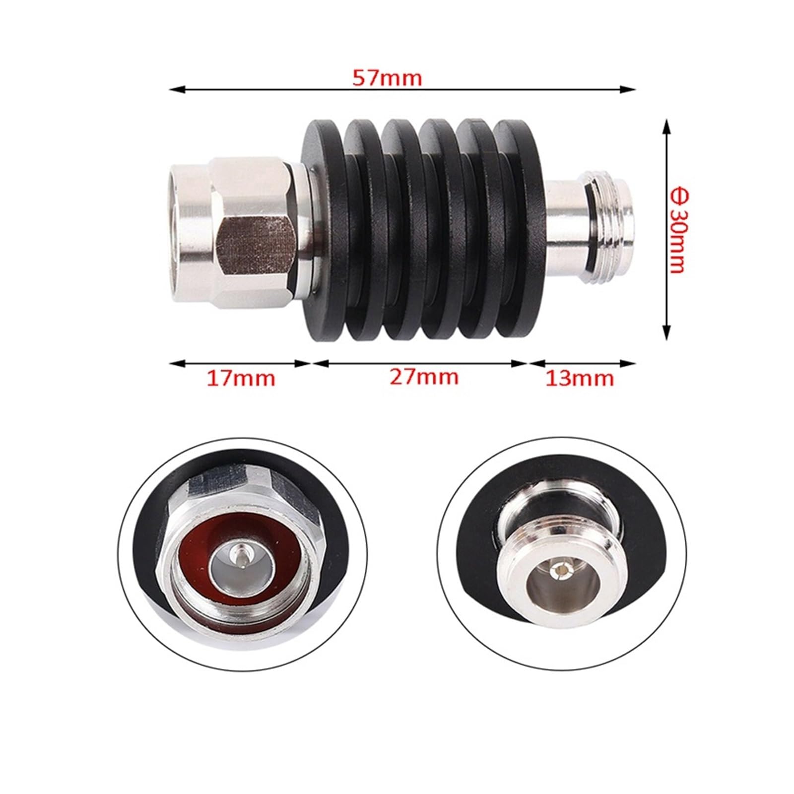 regolabile Attenuatore coassiale fisso N-JK N maschio-femmina da 5 W DC-3GHZ/4GHZ 50ohm 1 dB 2 dB 3 dB 10 dB 20 dB 30 dB 40 dB 50 dB(6db 3Ghz)