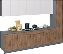 Kitchen Metropolitan Collection Natural Teak & White Gloss Color Base Size 11Ft Wide