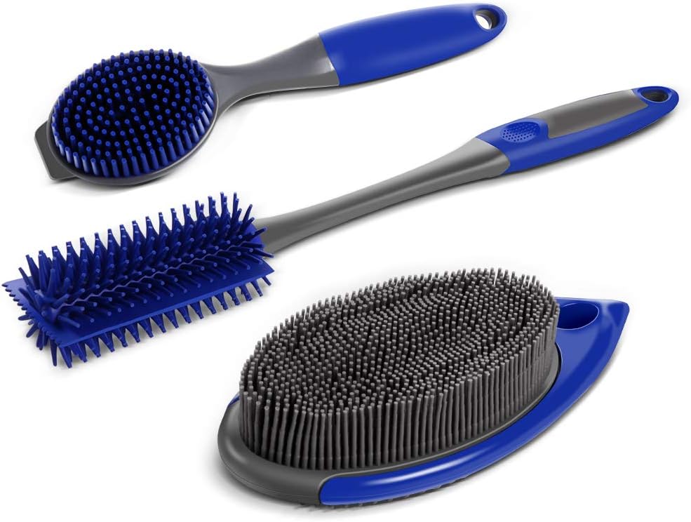 3PCS Silicon Cleaning Brushes Kitchen Brush,1 Double Side Scrub Brush,1 Bottle Brush,1 Dish Brush Masthome