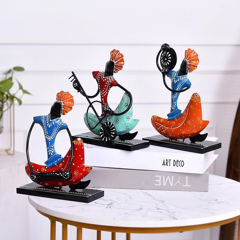Image of Metal Nagpuri Musician Decorative Showpiece | Handcrafted Sculpture of Traditional Nagpuri Musician| Perfect for Home, Office, Music Room