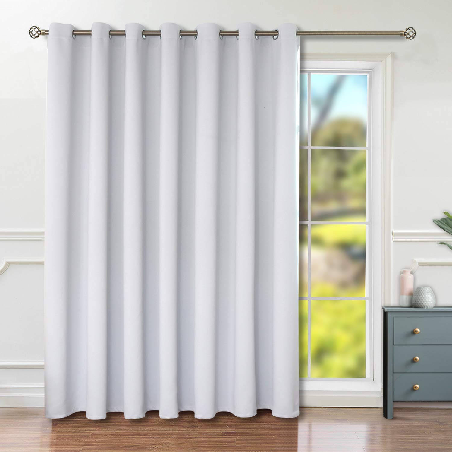 Tende per porte scorrevoli isolate termiche bianche, 200 x 220 cm (larghezza x lunghezza), morbide per la privacy, per cucina/camera da letto, 1 pannello per finestre