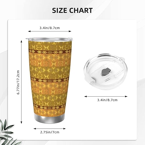 Miniatura 4 de DKJlitter Taza de automóvil de 20 onzas, patrón étnico africano con símbolos Adinkra con aislamiento al vacío, taza de acero inoxidable con