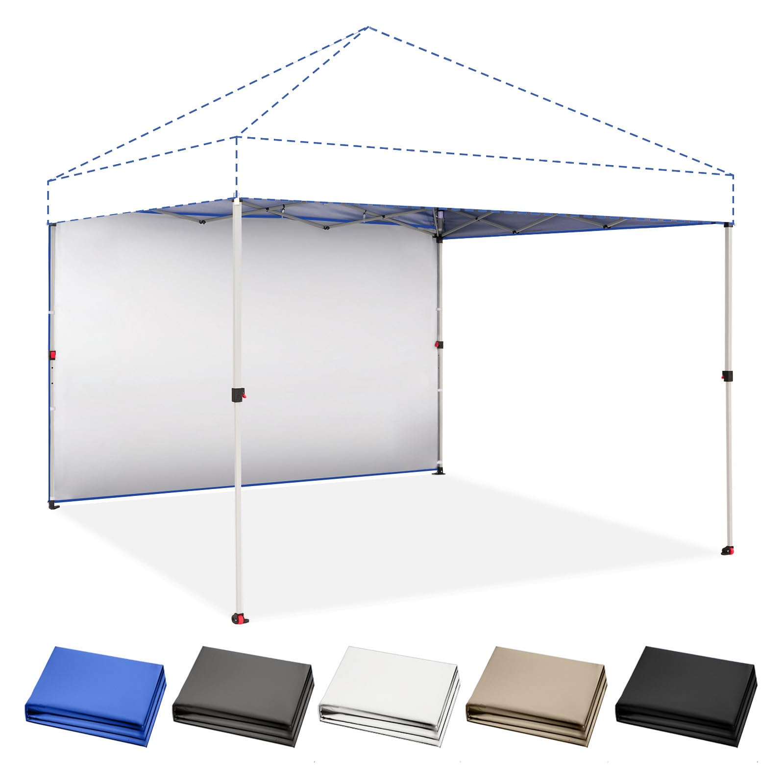 CROWN SHADES SunWall Silver Coated for 10x10 Pop up Canopy Tent, 1 Pack Sidewall Only with Silver Coating (1 Pack, Blue)