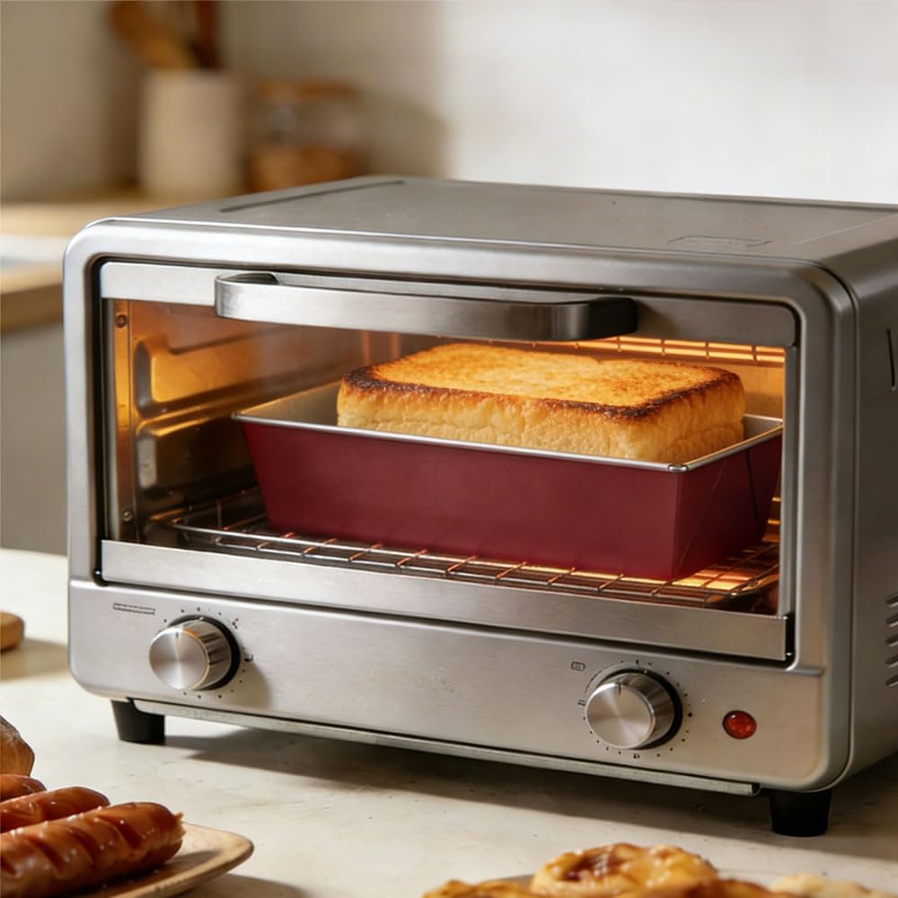 4 moldes para pan de 20/25/30/35 cm, molde para pan tostado, molde para pan, molde de acero al carbono, para tartas, pan tostado, tarta de queso, brownie, castaño, distribución del calor