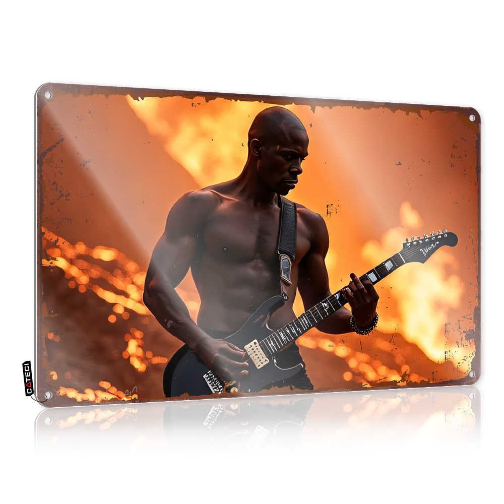 Fzfn Colour Passionate Guitarist Amidst Lava Flow Collection Sleek - Decor Poster Wall Art Decoration(30X40cm)