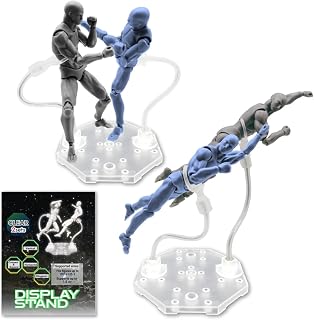 2-Pack Clear Adjustable Dual-Arm Action Figure Stand for HG RG SD SHF Gundam 1/144 & SH Figuarts Effects - Connectable Display Bases