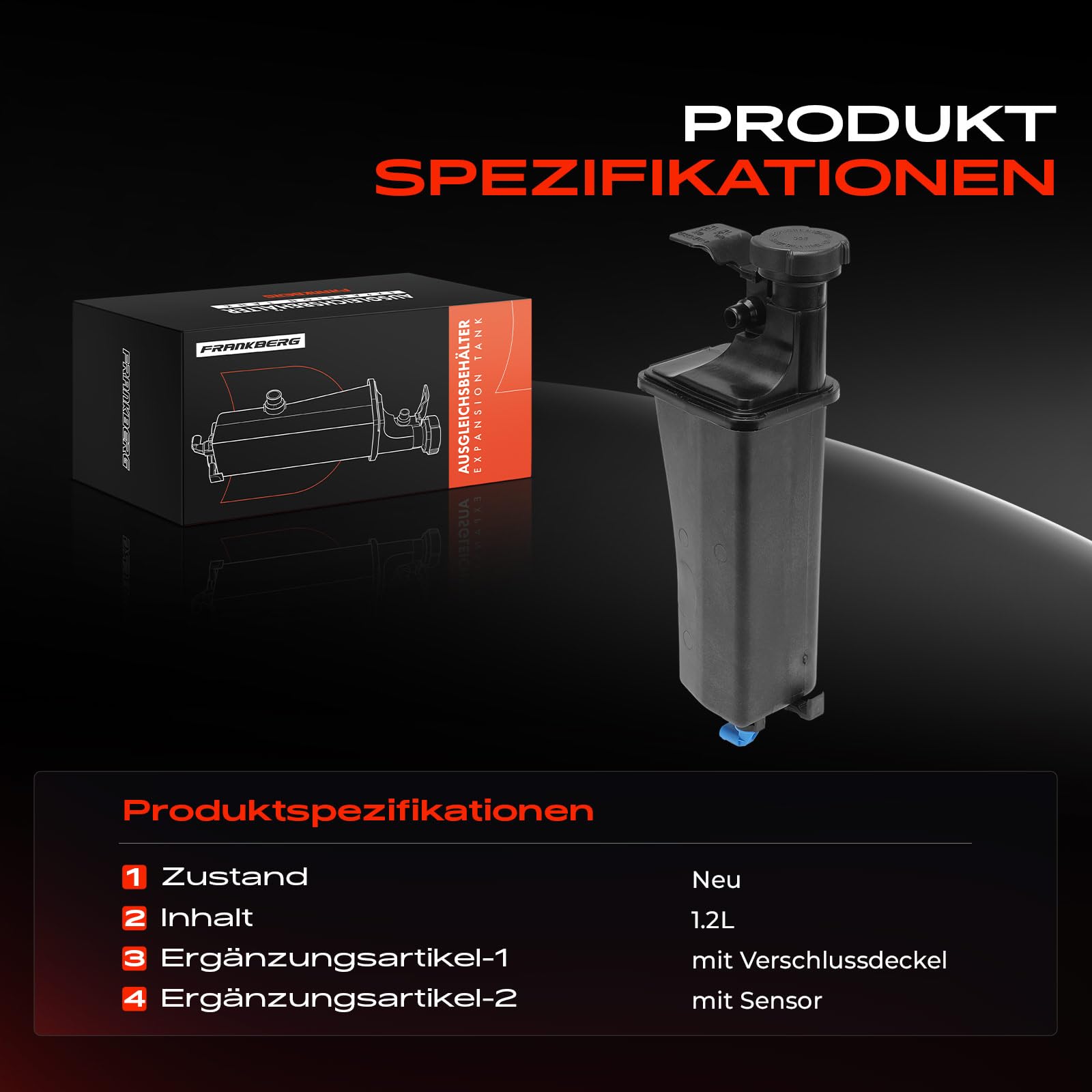 Frankberg Ausgleichsbehälter Kühlmittel Mit Sensor & Deckel Kompatibel mit 3er E46 316 318 320 330 X5 E53 3.0d 1998-2007 17137787040