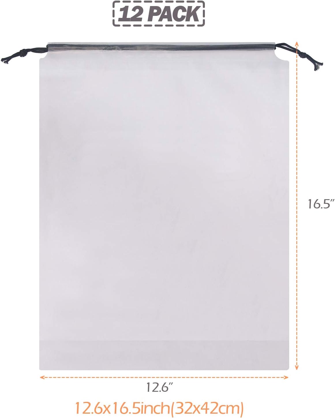  | Set of 12 Portable Translucent Shoe Bags for Travel Large Clear Shoes Pouch Storage Organizer with Drawstring for Men and Women | Shoe Bags