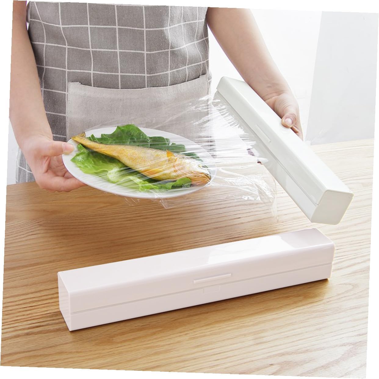 Magnetic Plastic Wrap Cutter Box PP Dispenser for Home Kitchen