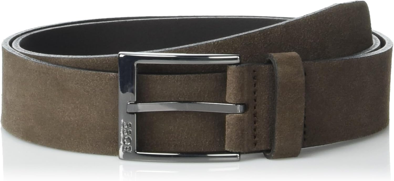 BOSS Men's Sharp Buckle Smooth Suede Belt