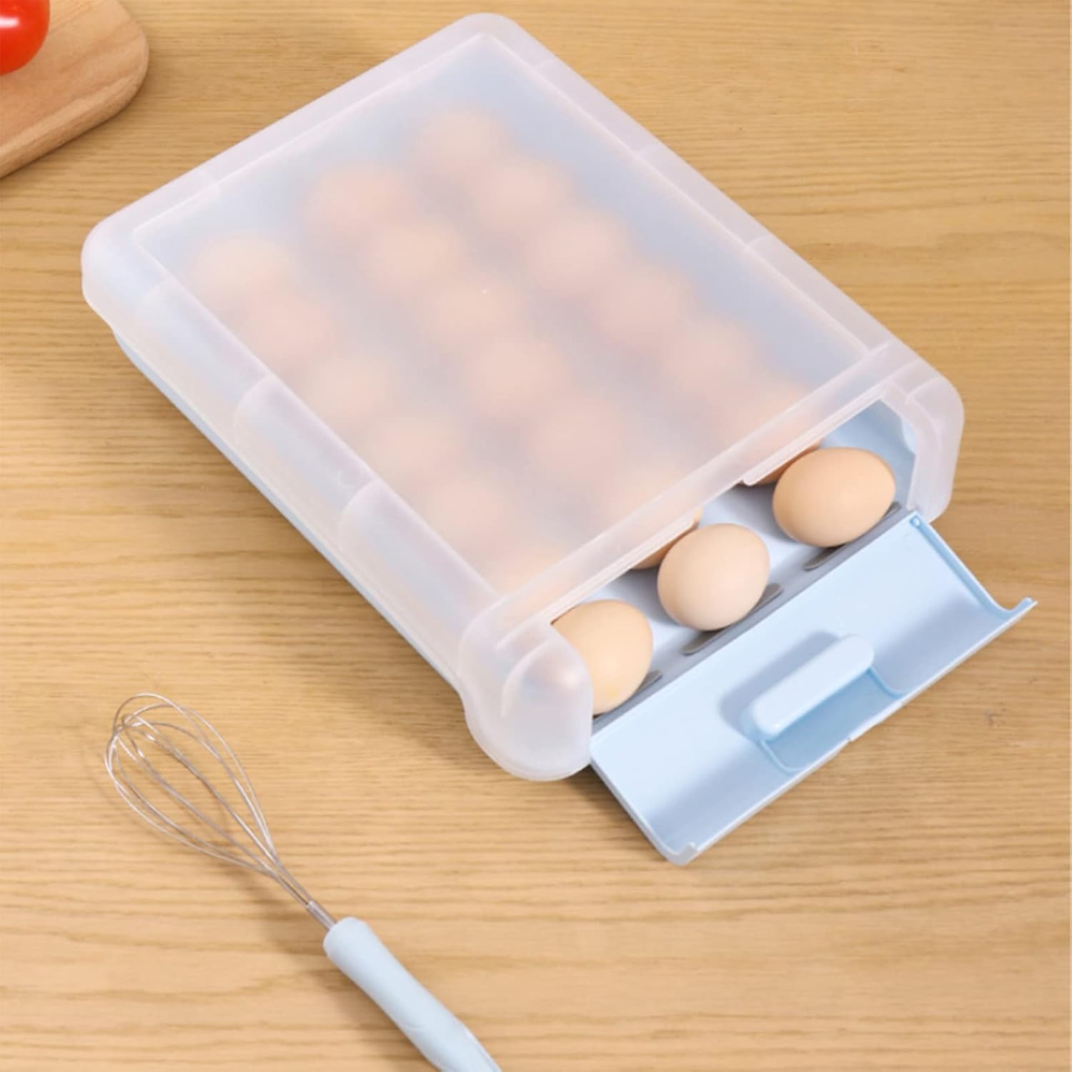 Egg Storage Container for Refrigerator Egg Cartons Reusable Egg Containers with Lid Plastic Egg Carton Egg Storage Box-Blue 13.5x9.9x3.2inch (White. 13.5x9.9x3.2inch)