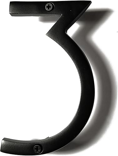 Miniatura 21 de NACH Números de Casa Flotantes, Números de Casa de Aluminio Negro de 8 Pulgadas para Exteriores - Número 3, Números de Puerta con Herrajes de Montaje