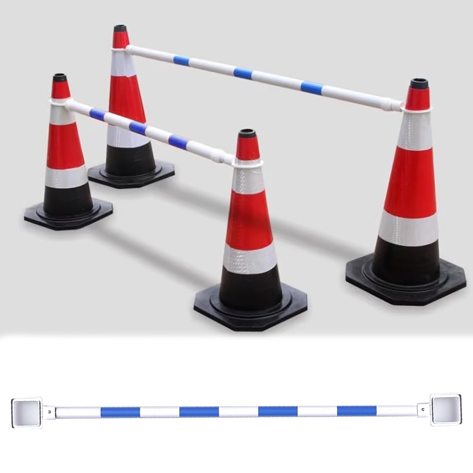 Postes telescópicos Ajustables en Forma de Cono para señalización Vial - 12/15 Unidades por Paquete, Postes Reflectantes de plástico para señalización Vial, adecuados para Obras, Seguridad e