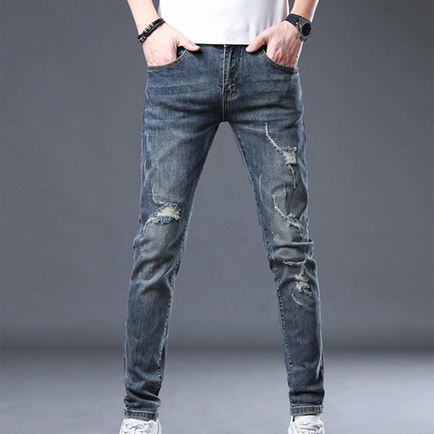 [lsjdln] デニムパンツ メンズ ジーンズ おしゃれ 大人 ジーパン Gパン ボトムス ストレッチ テーパード 細身 スリム